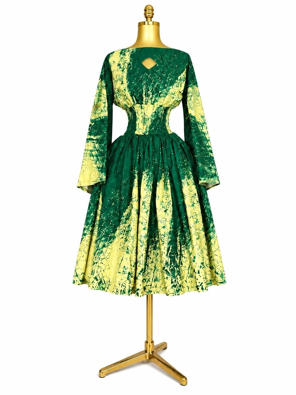 Ankara Kaftan Green & Yellow Printed Fit-and-Flare Dress